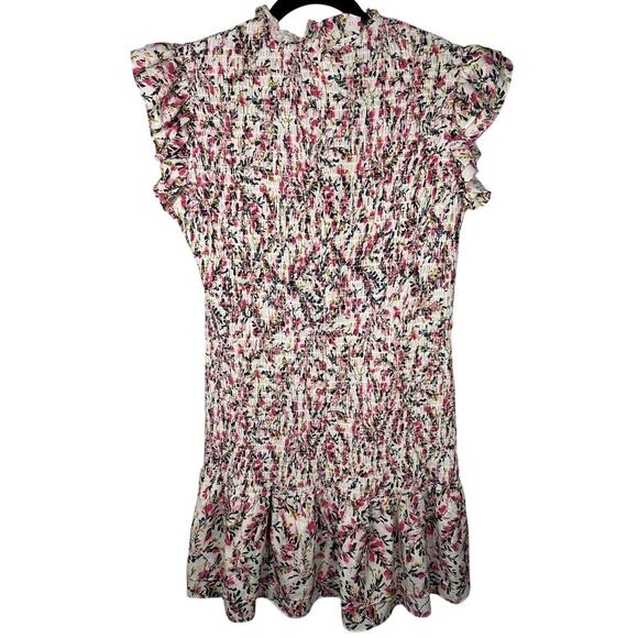 NWT French Connection Verona Floral Ruffle Sleeve Smocked Dress Women's Large - Picture 3 of 9